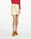 Peplum Mini Skirt in Stretch Corduroy