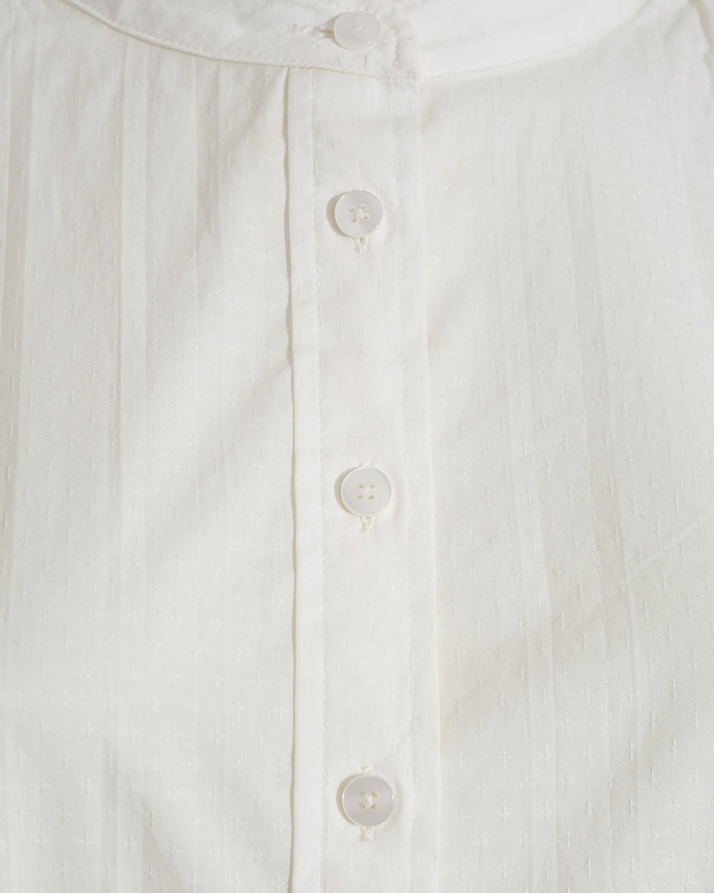 Pleated Button Down in Cotton Dobby in White