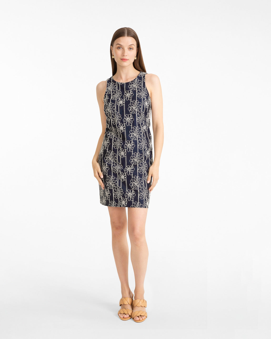 Priscilla Sleeveless Dress in Embroidery