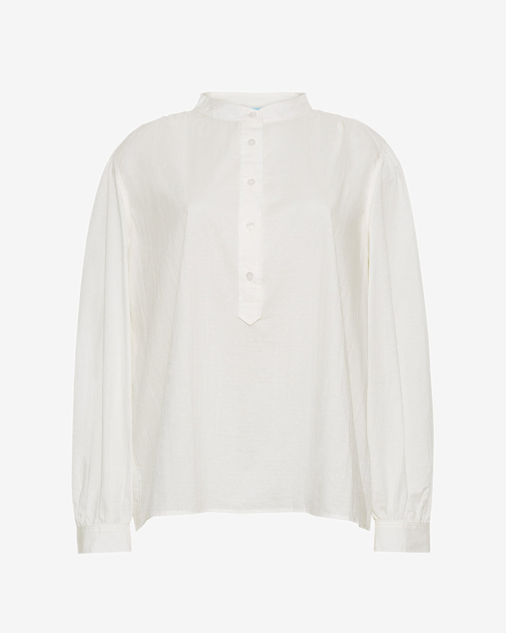 Pleated Button Down in Cotton Dobby in White